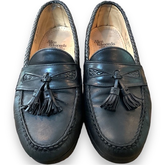 Allen Edmonds Maxfield Black Leather Loafers Shoes Tassels Men’s 9.5 EUC - Picture 1 of 8